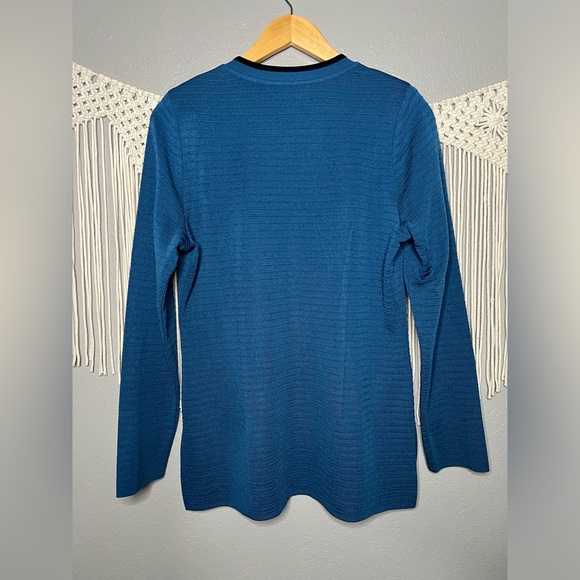 Misook Zip Up Cardigan Sweater in Blue Black Size XS - Picture 3 of 3